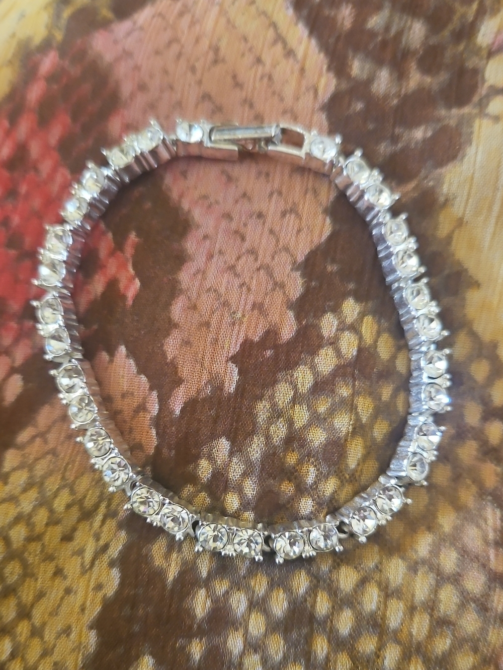 Napier Vintage Silver Toned tennis Bracelet 6.5" Long Stampted Clasp Like New